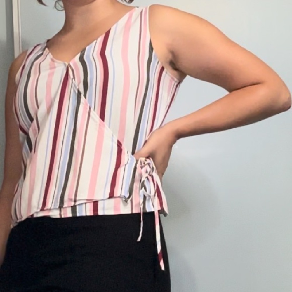 Strips Wrap tie shirt